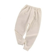 Zwiiyzr 9M-5T Girls Thermal Underwear Bottoms Pants Solid Color Long Johns Warm Base Layer Leggings Beige